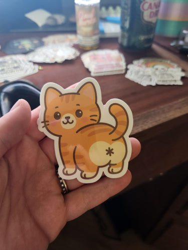 Orange Tabby Cat Booty Sticker – Funny Cat Butt Vinyl Decal